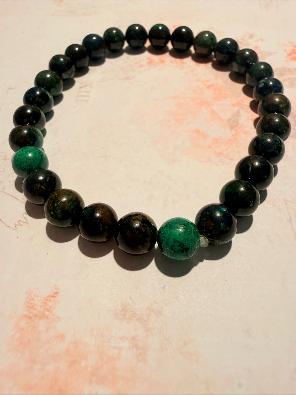Handcrafted Green Bead Stretch Bracelet